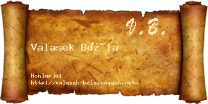 Valasek Béla névjegykártya